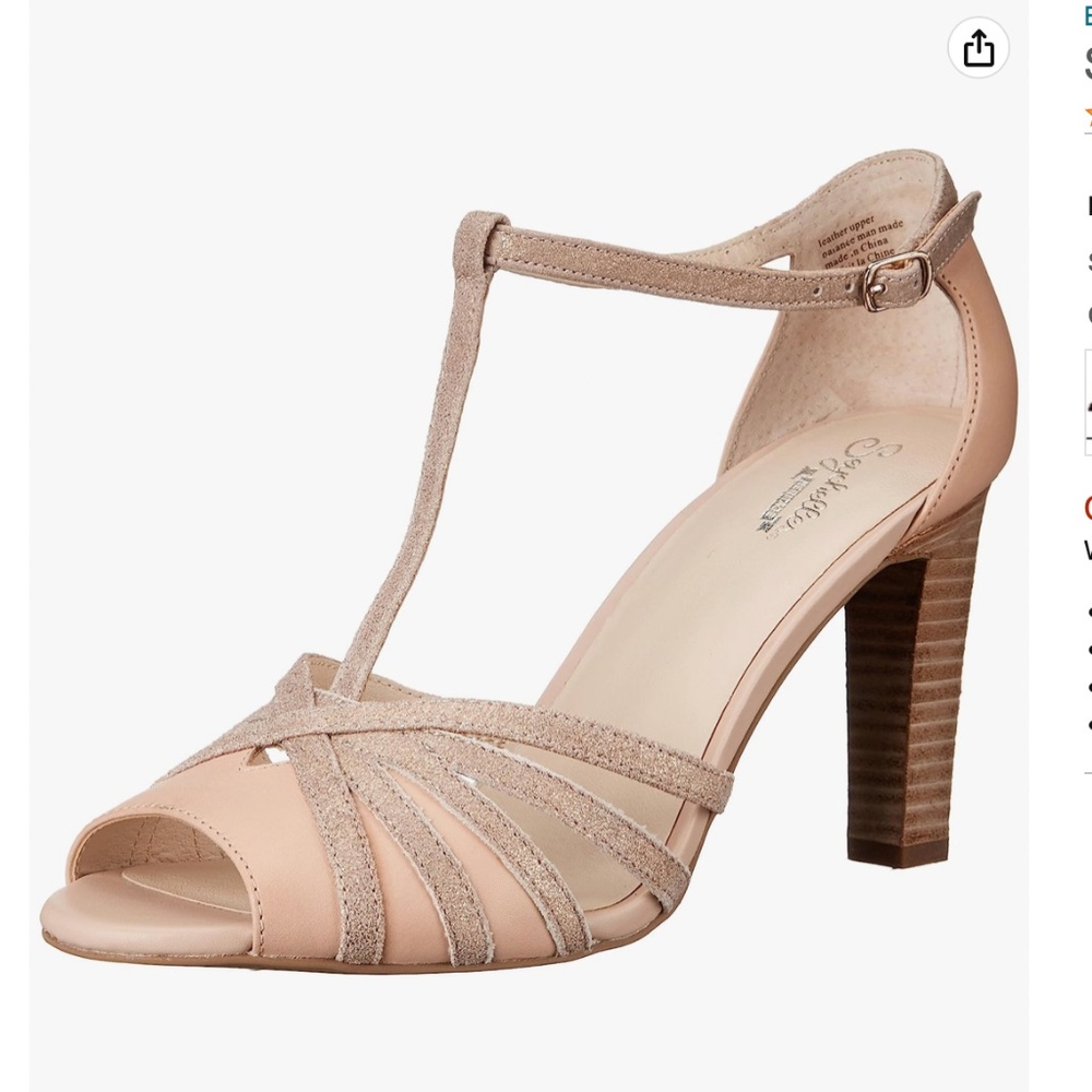 Seychelles Lap T-Strap Peep Toe Heels Nude Rose Gold Size 7